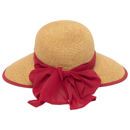 San Diego Hat Co. Brunch Date With Red Chiffon Tie