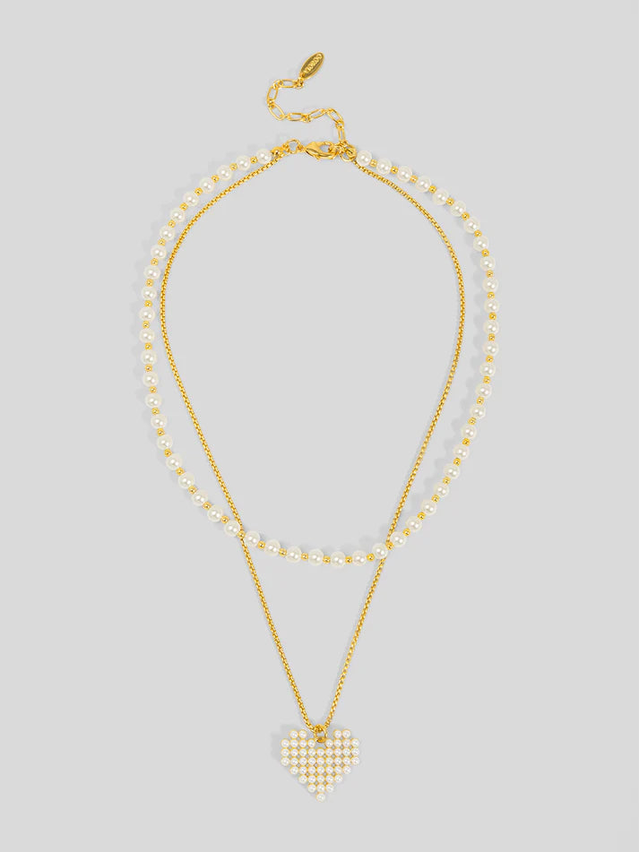 Beaded Heart - Layered Pearl Necklace