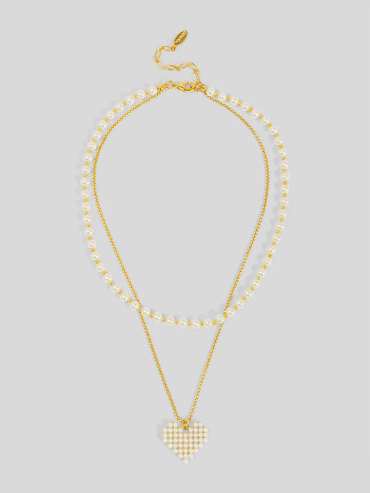 Beaded Heart - Layered Pearl Necklace