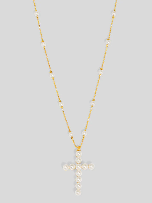Pearl Cross Pendant Necklace