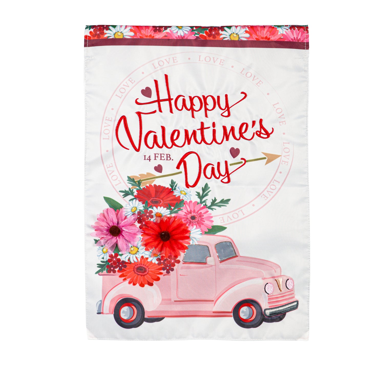 Valentine's Flower Truck Garden Flag