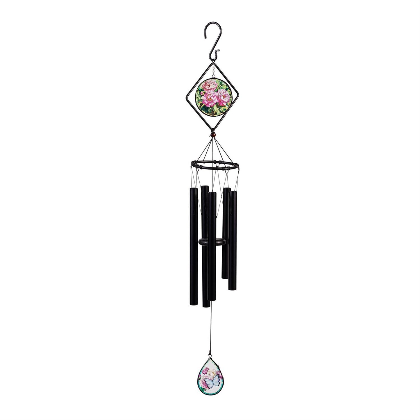 Stained Glass Hand-Tuned Floral Wind Chime 36"