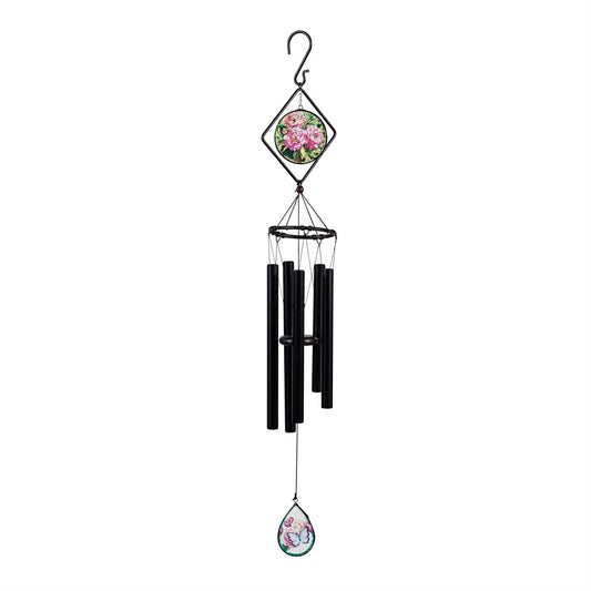 Stained Glass Hand-Tuned Floral Wind Chime 36"