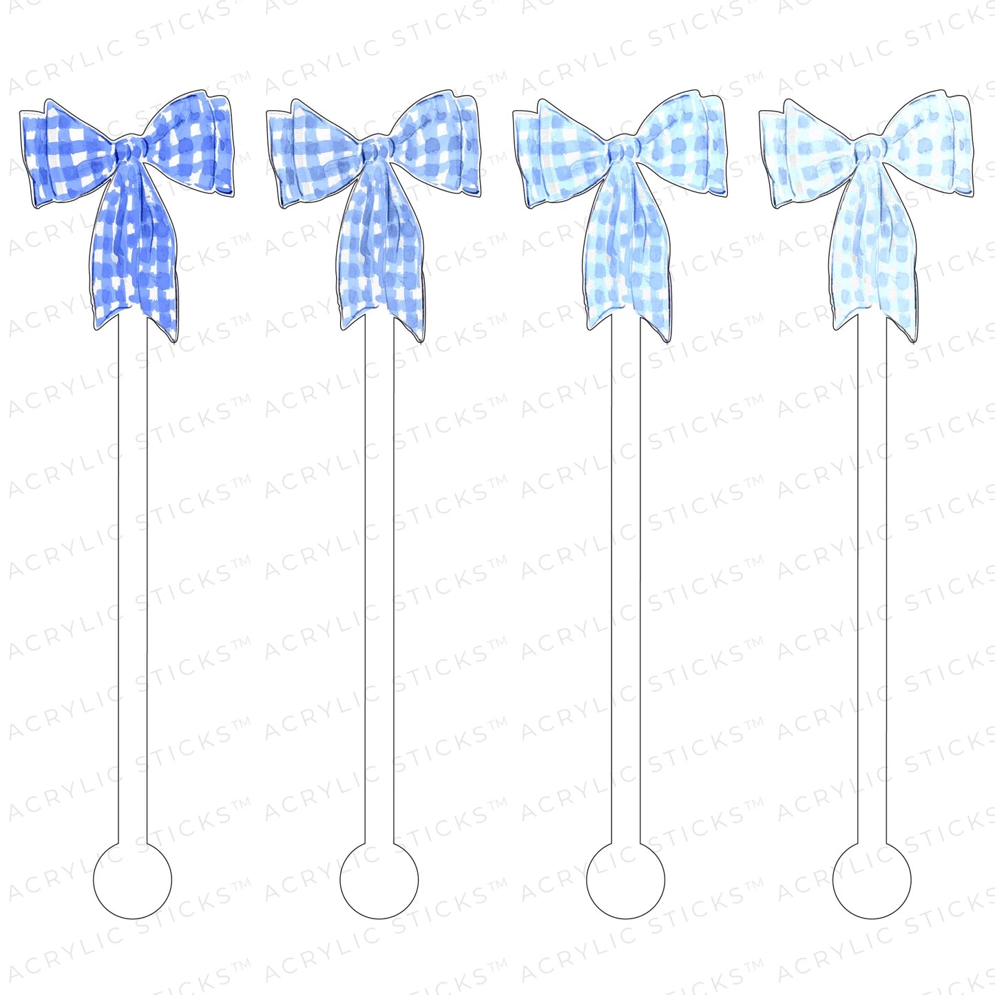 Gingham Bows Acrylic Stir Stick Set