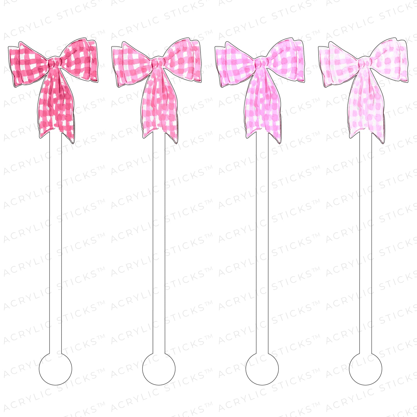 Gingham Bows Acrylic Stir Stick Set