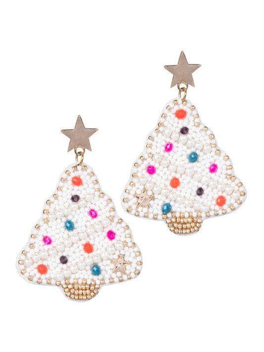 White Christmas Tree Earrings