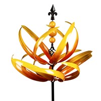 91"H Wind Spinner, Yellow Lotus
