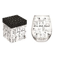 Wine, Walk, Repeat Stemless Glass  Gift Box; 17 oz.