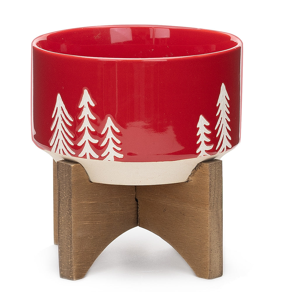 Christmas Pot w/Stand Small- Red