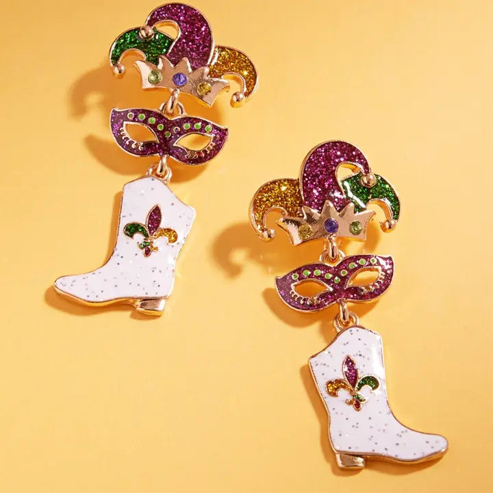 Mardi Gras Icons Enamel Earrings