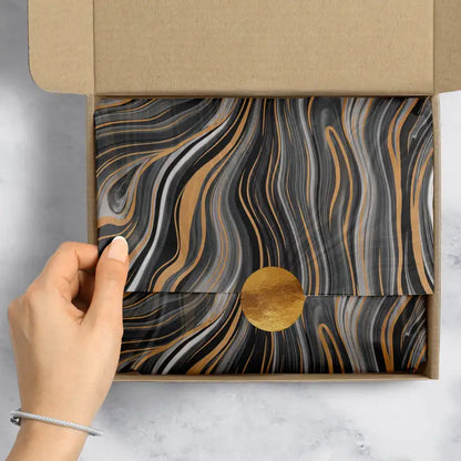 Marbleized Black - Designer Tissue - Printed