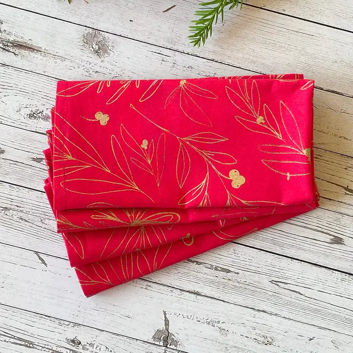 Glitter Mistletoe Set of 4 Cloth Napkins