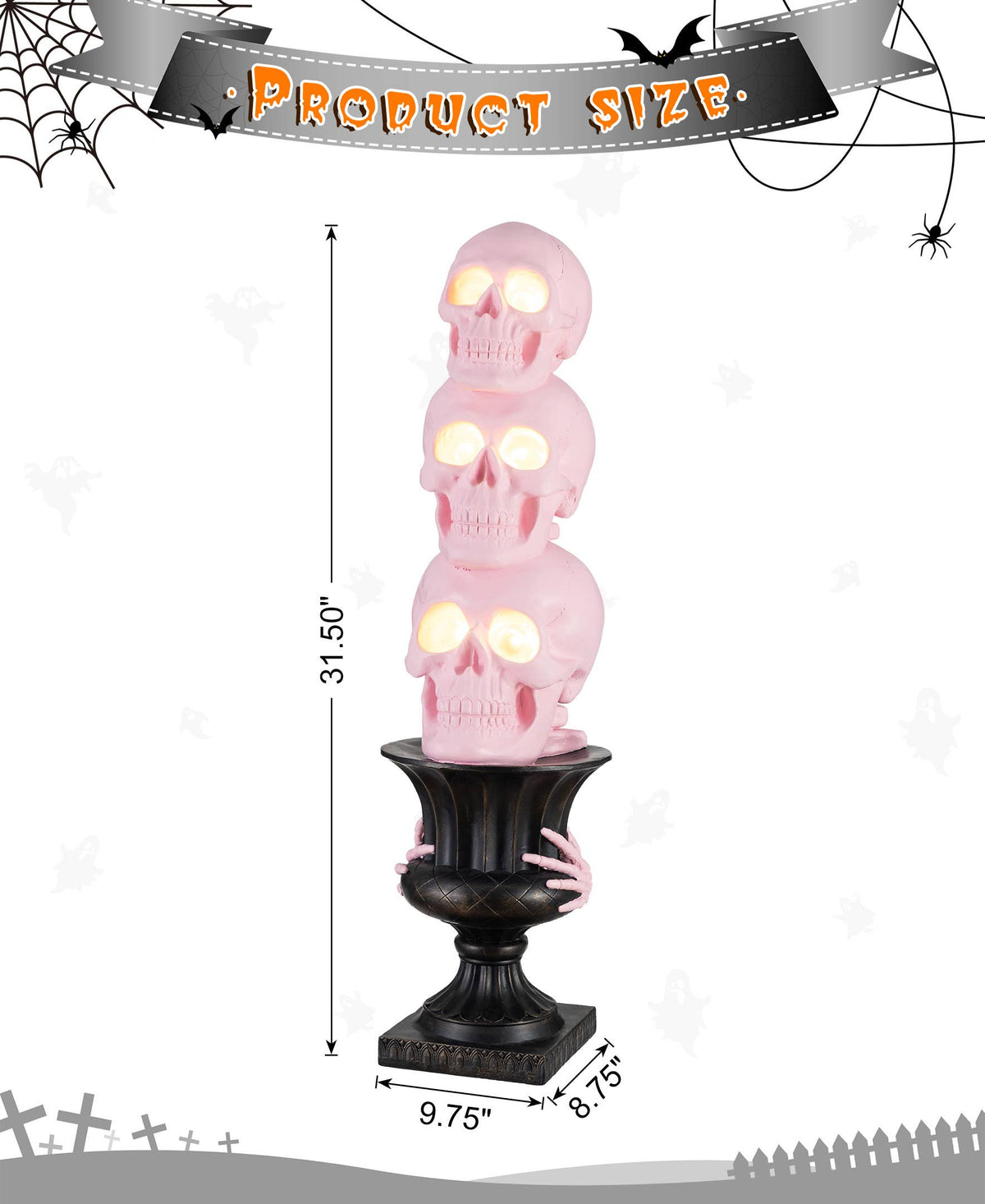 Pink LED Skeleton Topiary Halloween Porch Decor