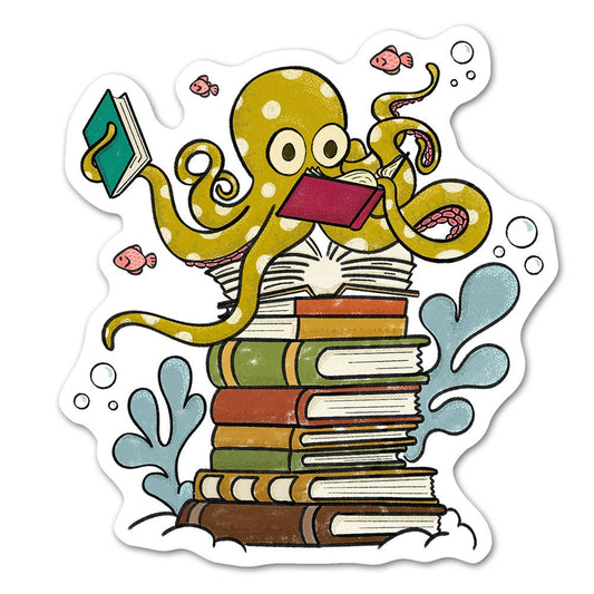 Octopus Book Lover Vinyl Sticker