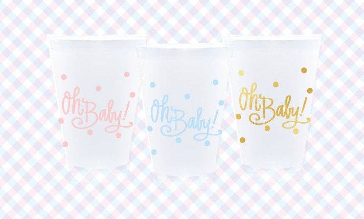 Baby Shower "Oh Baby!" Frosted Plastic Party Cups