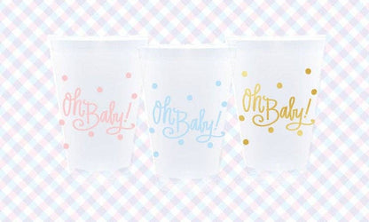 Baby Shower "Oh Baby!" Frosted Plastic Party Cups