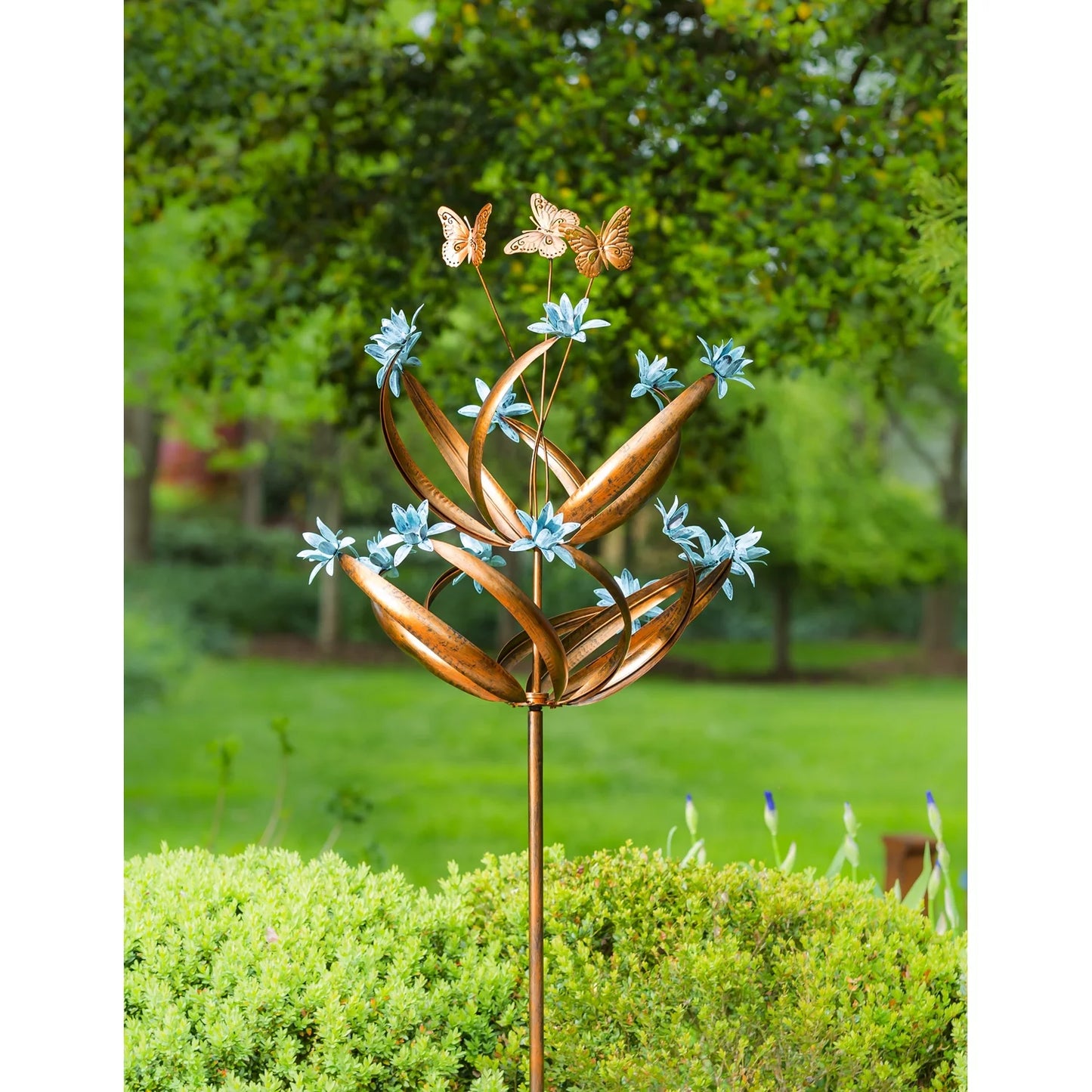 84" H Wind Spinner, Butterfly Swirls and Flower Motions