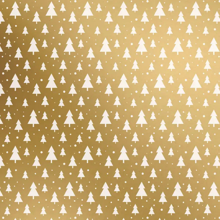 Gift Wrap - Modern Trees Gold - Jumbos