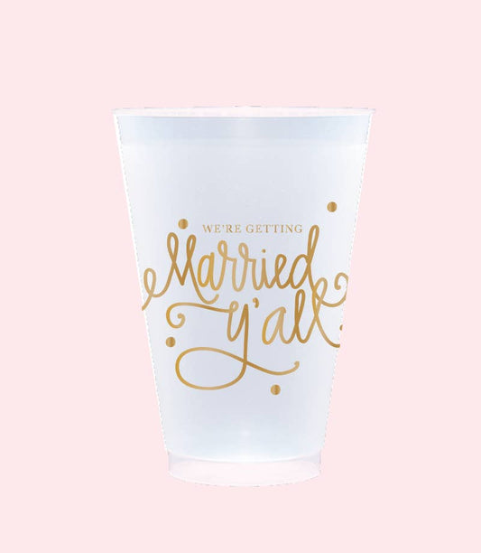 "We're Getting Married Y'all" Frosted Plastic Party Cups