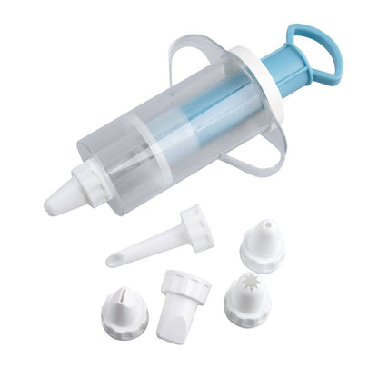 Cake decorating syringe and 6 plastic tips