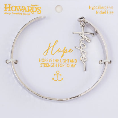 Inspirational Silver Nina Hope Charm Cuff Bracelet