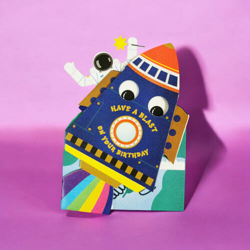 Wobbly Rocket Birthday Greeting Card