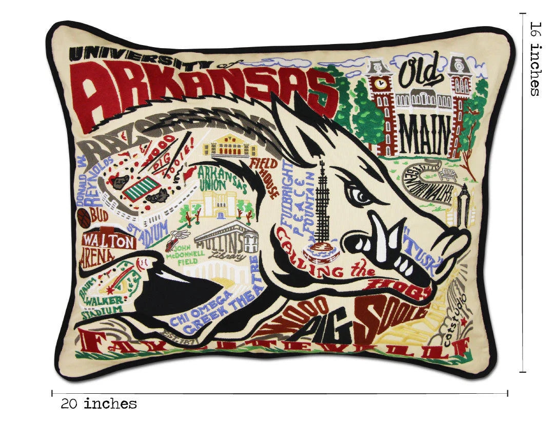 Arkansas, University of Collegiate Embroidered Pillow