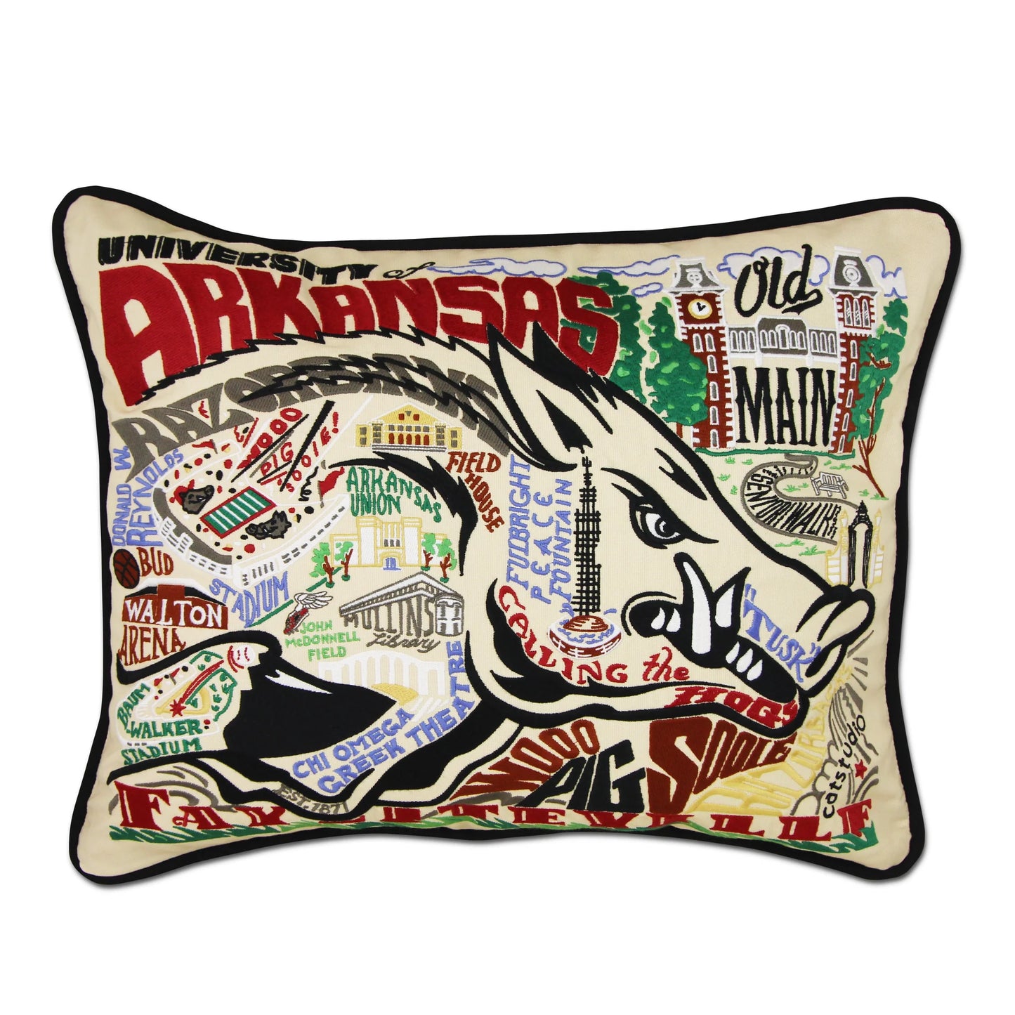 Arkansas, University of Collegiate Embroidered Pillow