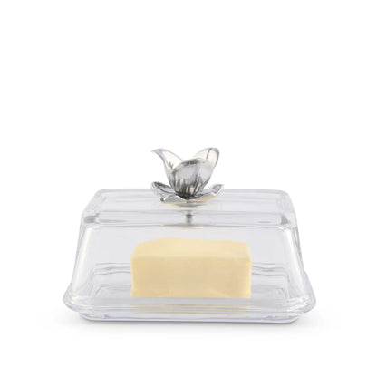 Magnolia Glass Butter Dish