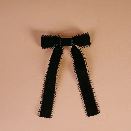 Vintage Velvet Hair Bow - Black