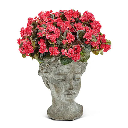 Grace Filled Woman Head Cement Planter Pot