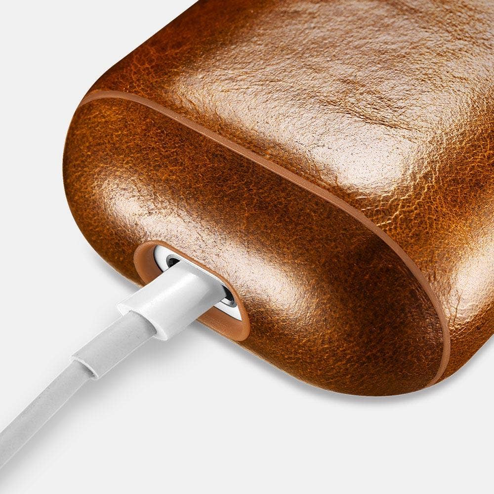 Luxury Premium Leather AirPods Case - Light Brown