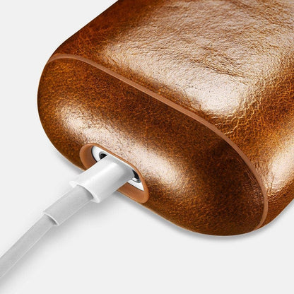 Luxury Premium Leather AirPods Case - Light Brown