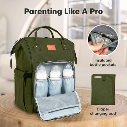 Olive Green Diaper Bag Backpack
