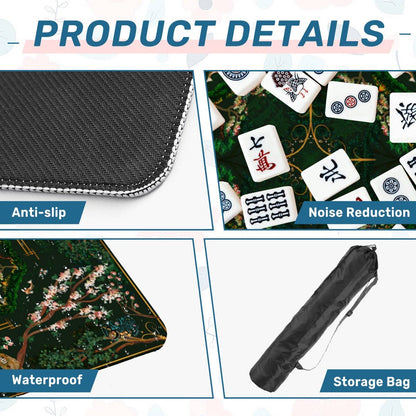 Mahjong Mat - Chinoiserie in Deep Forest Green