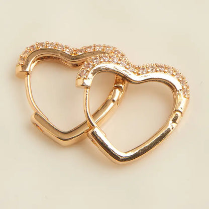 Dazzler Heart Pave Cubic Zirconia Hoop Earrings