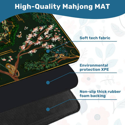Mahjong Mat - Chinoiserie in Deep Forest Green