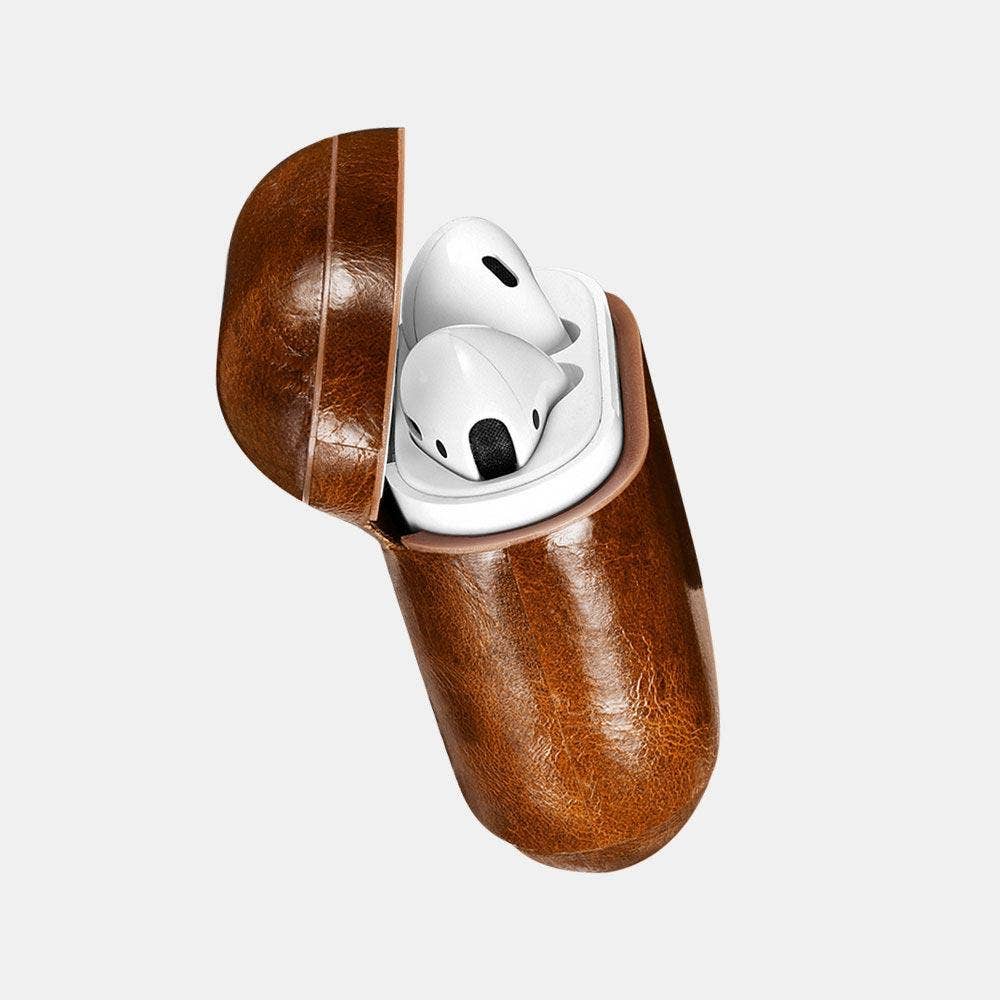 Luxury Premium Leather AirPods Case - Light Brown
