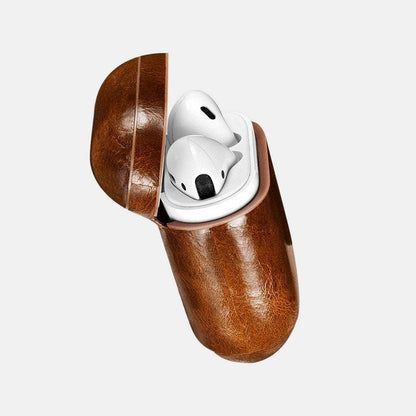 Luxury Premium Leather AirPods Case - Light Brown