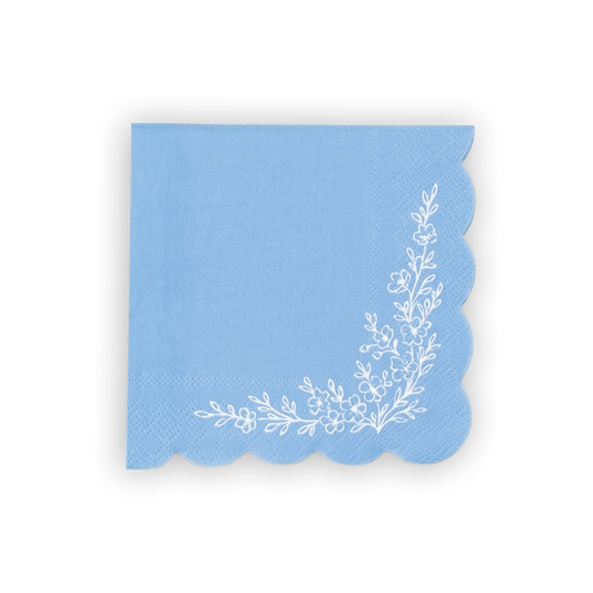 Floral Elegance Blue Beverage Napkins