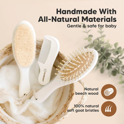 KeaBabies Baby Hair Brush and Comb Set: Vanilla