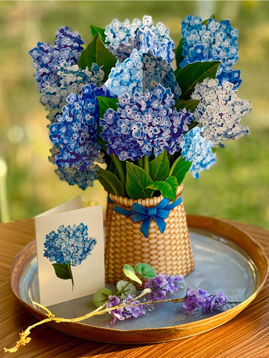 Nantucket Hydrangeas Pop-Up Bouquet Blank Greeting Card