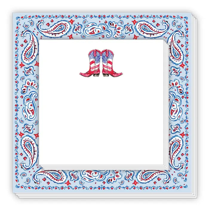 Handpainted Patriotic Boots and Bandana Notepad Duo