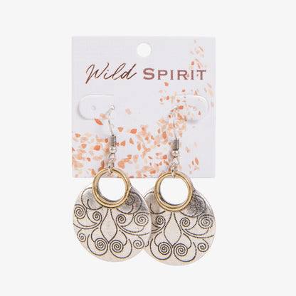 Wild Spirit Antique Silver/Gold Burnished Disc Drop Earrings