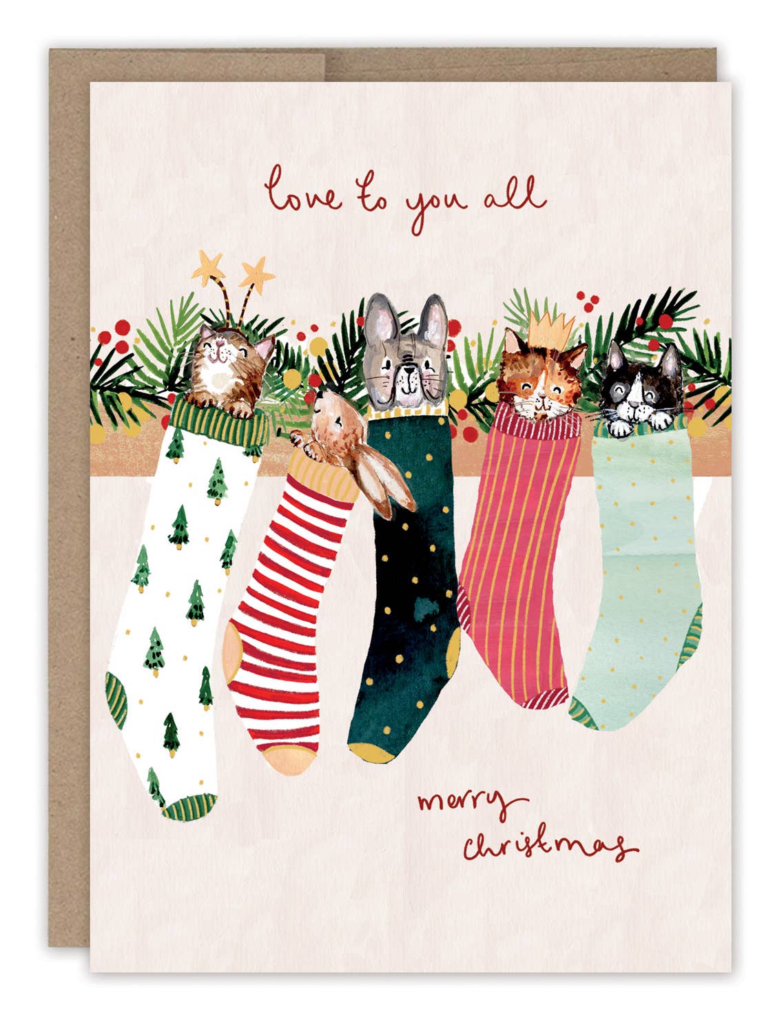 Animals In Stockings Boxed Holiday Cards - Set of 10