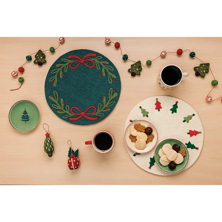 Mistletoe Felted Wool Placemat