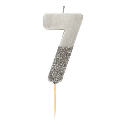 Silver Glitter Number Candles