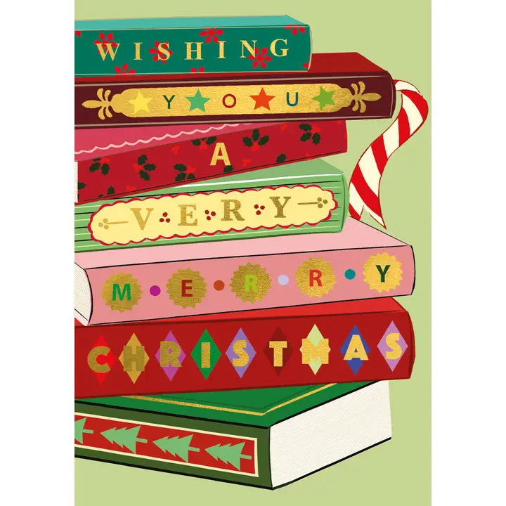Christmas Greeting Card Xmas Book Stack Art File
