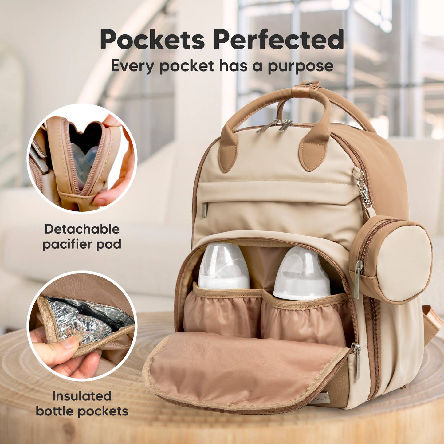 Play Diaper Bag Backpack: Latte