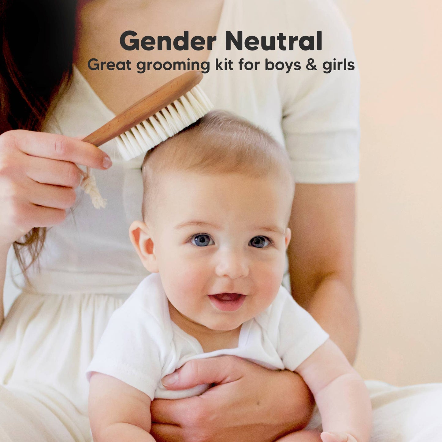 Baby Hair Brush and Comb Set: Dark Wood Walnut